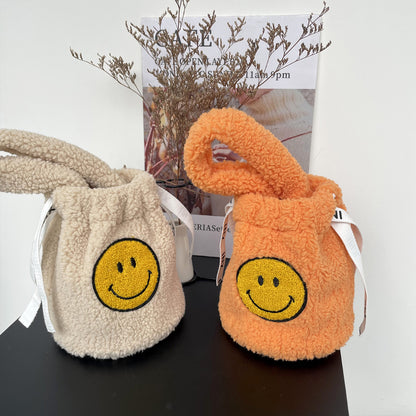 Plush Crossbody Bucket Bag