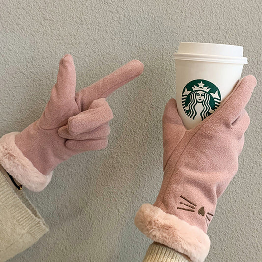 Women's Winter Velvet Gloves Warm Touch Screen Gloves