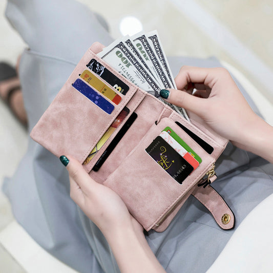 Women's Frosted Large Capacity Short Wallet