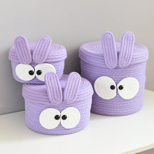Purple Big Eye Cotton Rope Woven Storage Basket