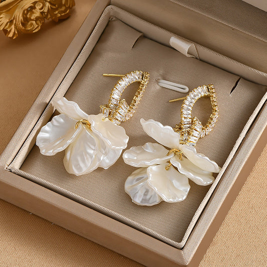 S925 Silver Needle Unique Large Flower Earrings