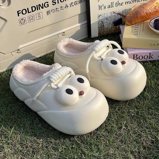 Thick-Soled Cotton Slippers Cute Big Eyes Cotton Slippers