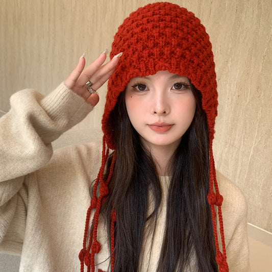 Women's Hand-Woven Tassel Knitted Hat