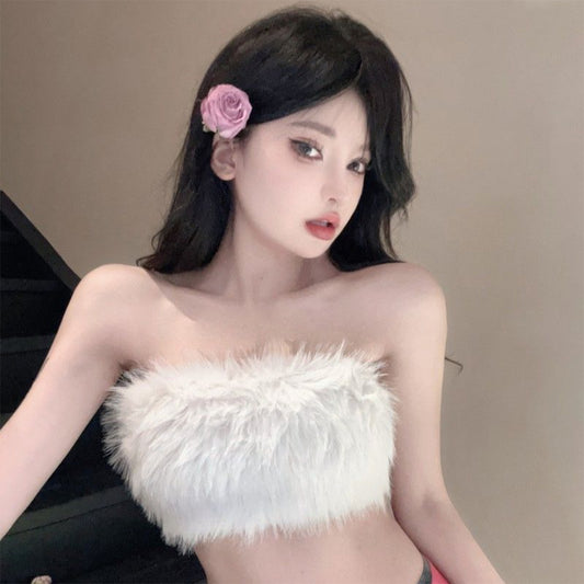 Plush White Ultra-Short Tube Top