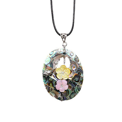 Shell Flower Necklace Tree of Life Braided Pendant