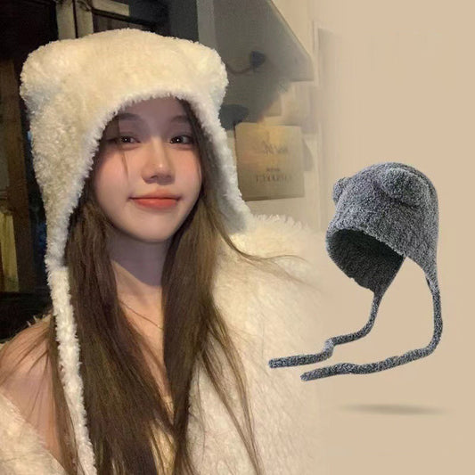 Women's Bear Ears Plush Hat Ear Protection Pullover Hat
