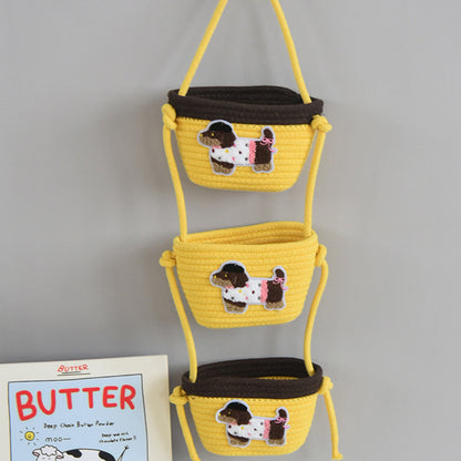 Cartoon Three-Layer Hanging Basket Cosmetic Storage Basket