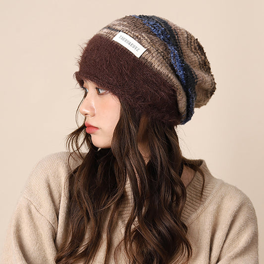 Gradient Plush Knitted Hat for Women