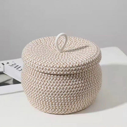 Woven Storage Basket, Round Storage Basket With Lid