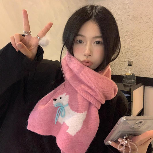 Bowknot Puppy Knitted Warm Scarf