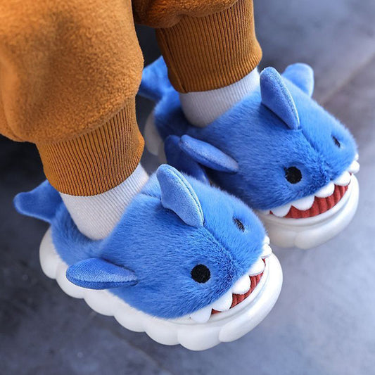 Boys Girls Cartoon Cute Shark Warm Slippers