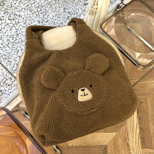 Cute Round-faced Bear Plush Shopping Bag