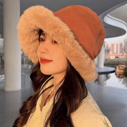 Simple Plush Fisherman Hat Plus Plush Warm Hat