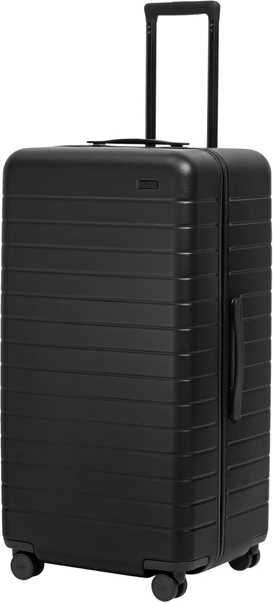 LAPOLAR Large Trunk Luggage, 31 Inch Hardside Suitcase with Spinner Wheels, Lightweight & Durable, TSA Lock, Ideal for Long Trips, Jet Black