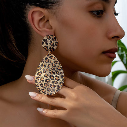 Fashion Leopard Print Round Water Drop Earrings