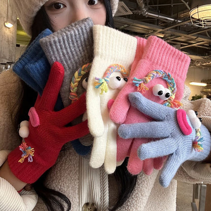 Funny Gloves Warm Fleece-lined Touch-screen Knitted Gloves