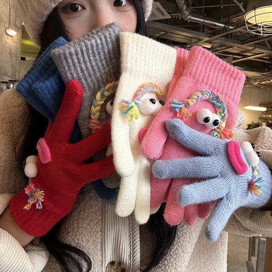 Funny Gloves Warm Fleece-lined Touch-screen Knitted Gloves