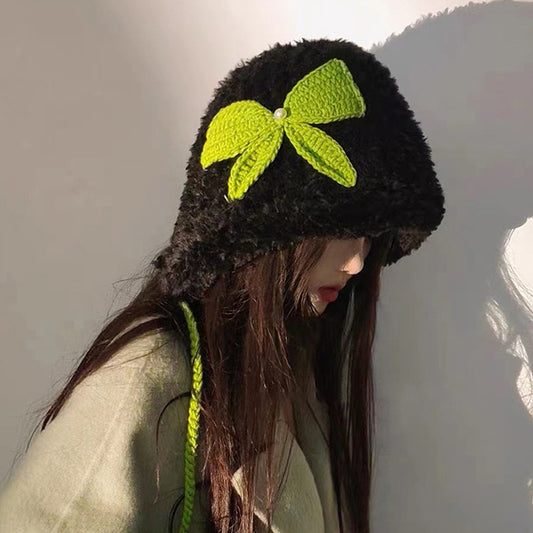 New Bow Plush Earmuffs Warm Windproof Hats for Women