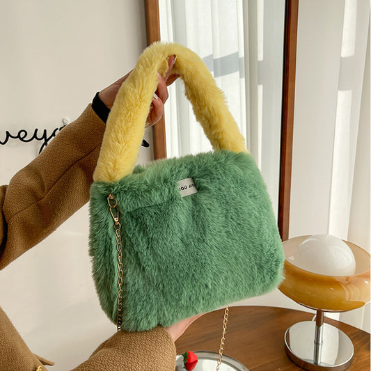 Autumn Winter Crossbody Plush Bucket Bag