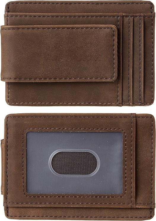 LAPOLAR Slim Minimalist Wallet for Men with Magnetic Money Clip Leather Wallet, Credit Card Holder RFID Blocking Front Pocket Holds Cash and Cards