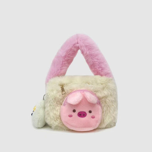 Cute Pink Piggy Bag Plush Handbag Shoulder Bag