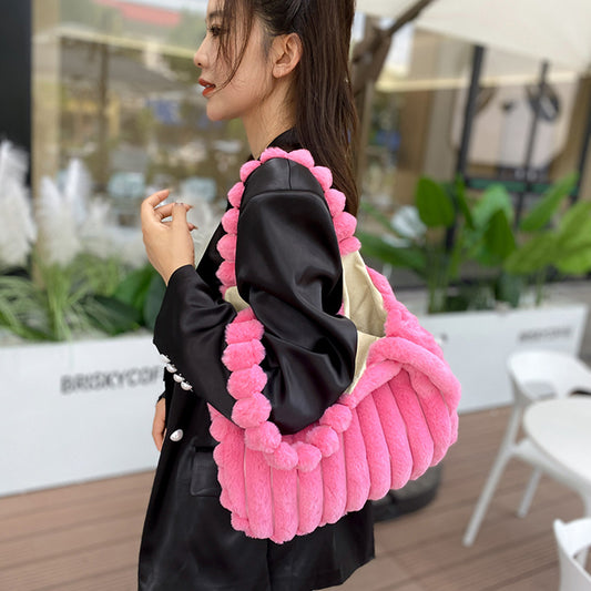 Plush Bag for Women Korean Style Large Capacity Tote Bag