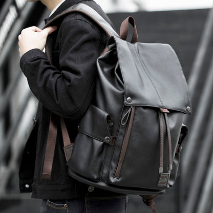 Men Leather Travel Backpack