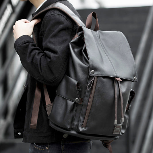 Men Leather Travel Backpack