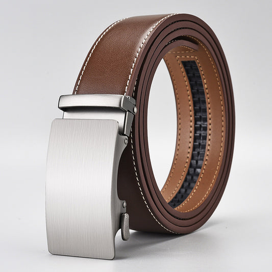 Two-Layer Cowhide Business Alloy Genuine Leather Belt