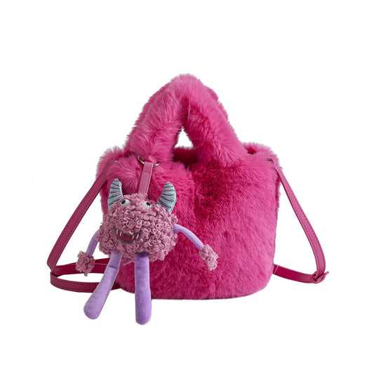 Plush Bag Rose Red Nonster Ornaments Plush Bucket Bag