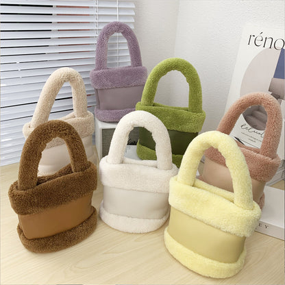 Furry Women Bag Leather Fur Fashionable Plush Bag Handbag