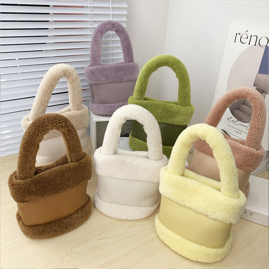 Furry Women Bag Leather Fur Fashionable Plush Bag Handbag