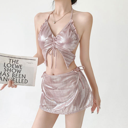 Sexy Shiny Silk Bikini Seaside Swimsuit