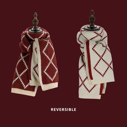 Red Christmas Tree Knitted Scarf for Women