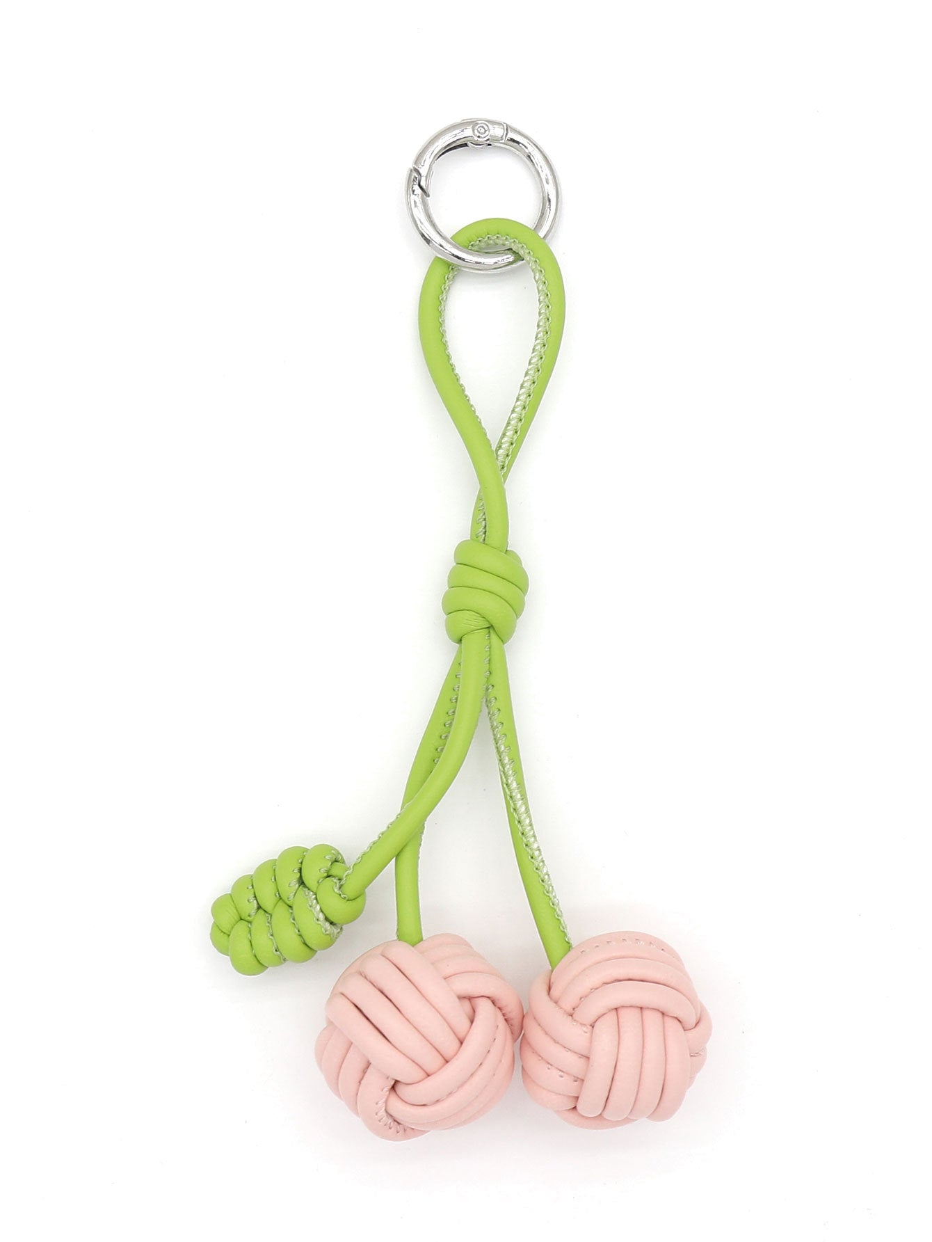 Handmade Customizable Keychain & Bag Charm: Miu-Style Woven Cherry & Two-Tone PU Ball Design