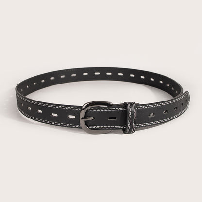 All-Match Women's Belt Black Hollow Belt