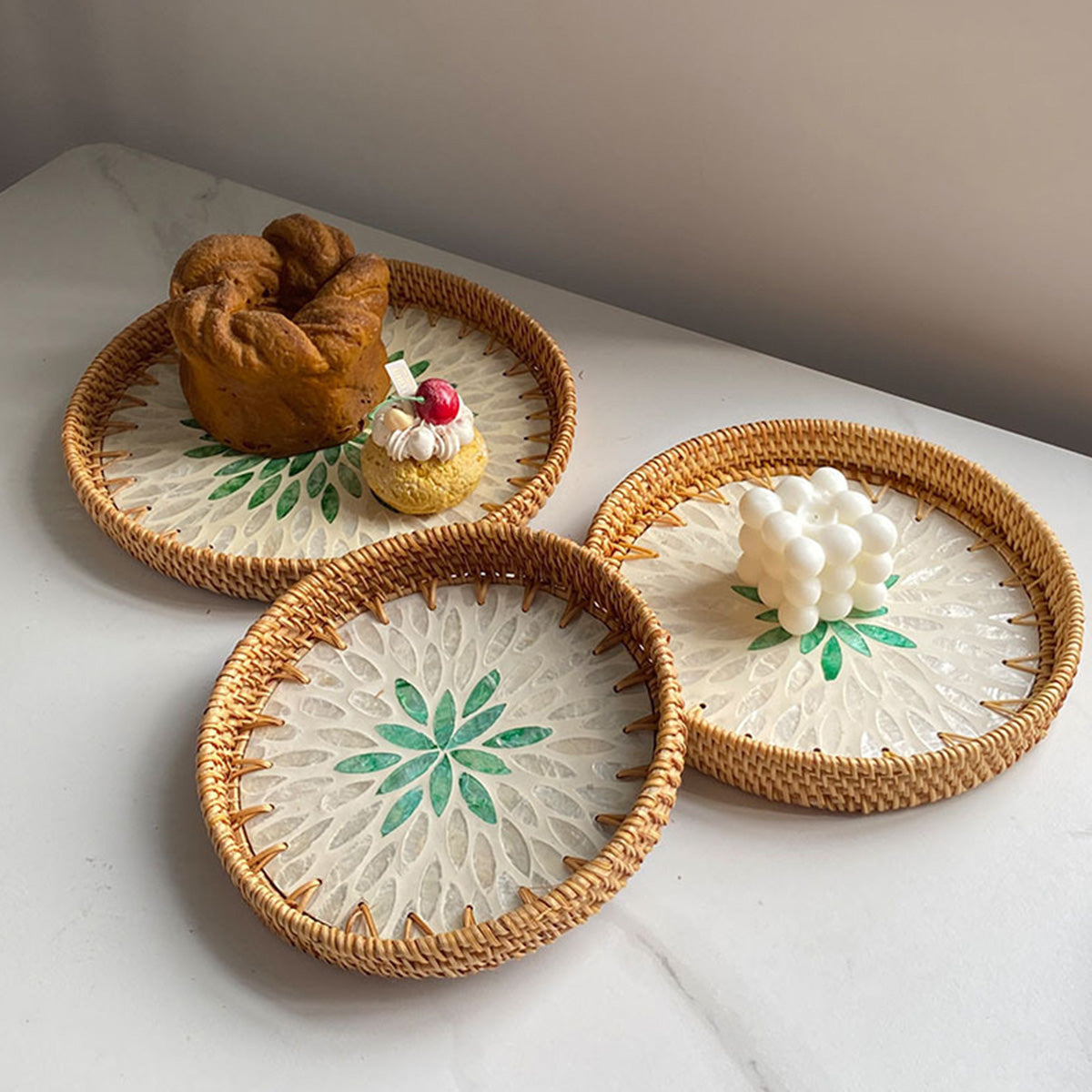 Light Luxury Tray Natural Round Household Shell Tray