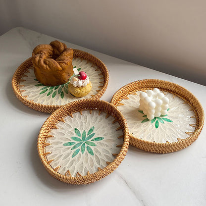 Light Luxury Tray Natural Round Household Shell Tray