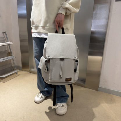 Simple Solid Color Backpack Retro Canvas Backpack