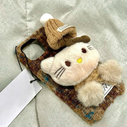 Plush KT Cat iPhone 16 Pro Max Phone Case