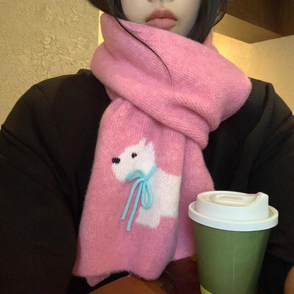 Bowknot Puppy Knitted Warm Scarf