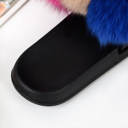 European American Fashion Fox Fur Slippers Women's Fur Slippers