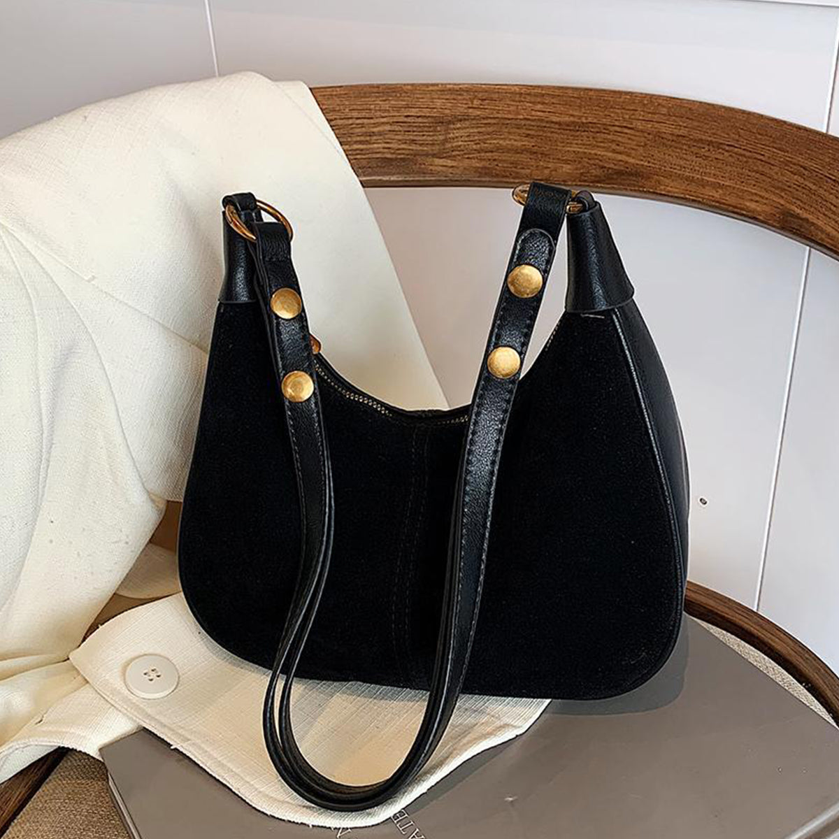 Maillard Retro Frosted One-shoulder Underarm Dumpling Bag