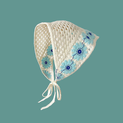 French Flower Triangle Headscarf High-End Teaddress