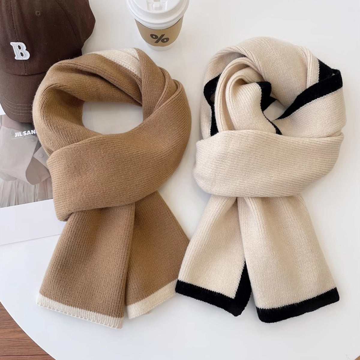 Scarf for Women Black Luxury Knitted Scarf