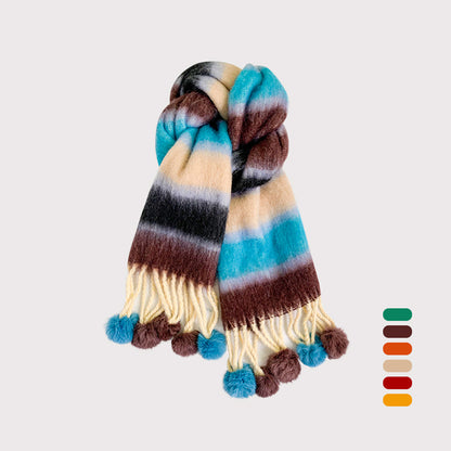 Rainbow Striped Scarf for Women Winter Scarf