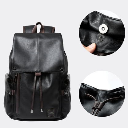 Men Leather Travel Backpack