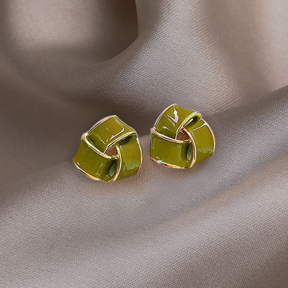 Green Geometric Trendy Earrings for Women