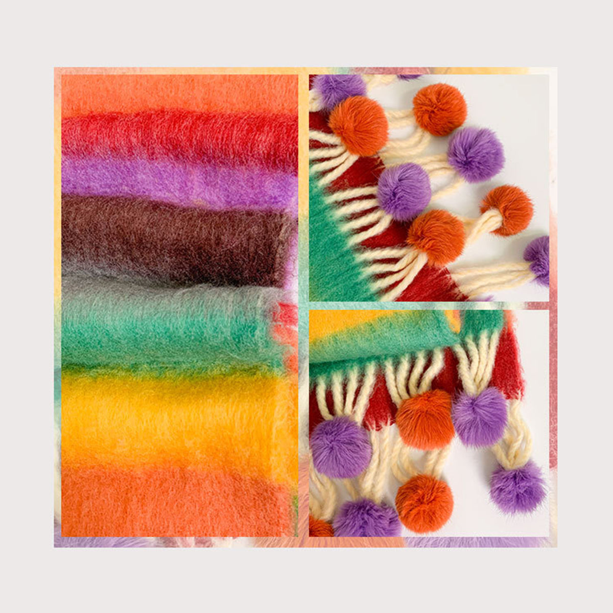 Rainbow Striped Scarf for Women Winter Scarf