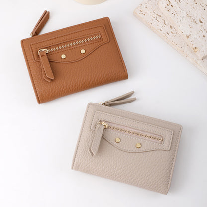 Women zipper Pebbled Compact Wallet